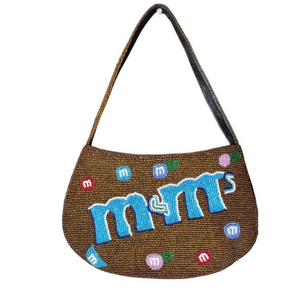 M&M’s brown beaded hand bag purse - Picture 5 of 6